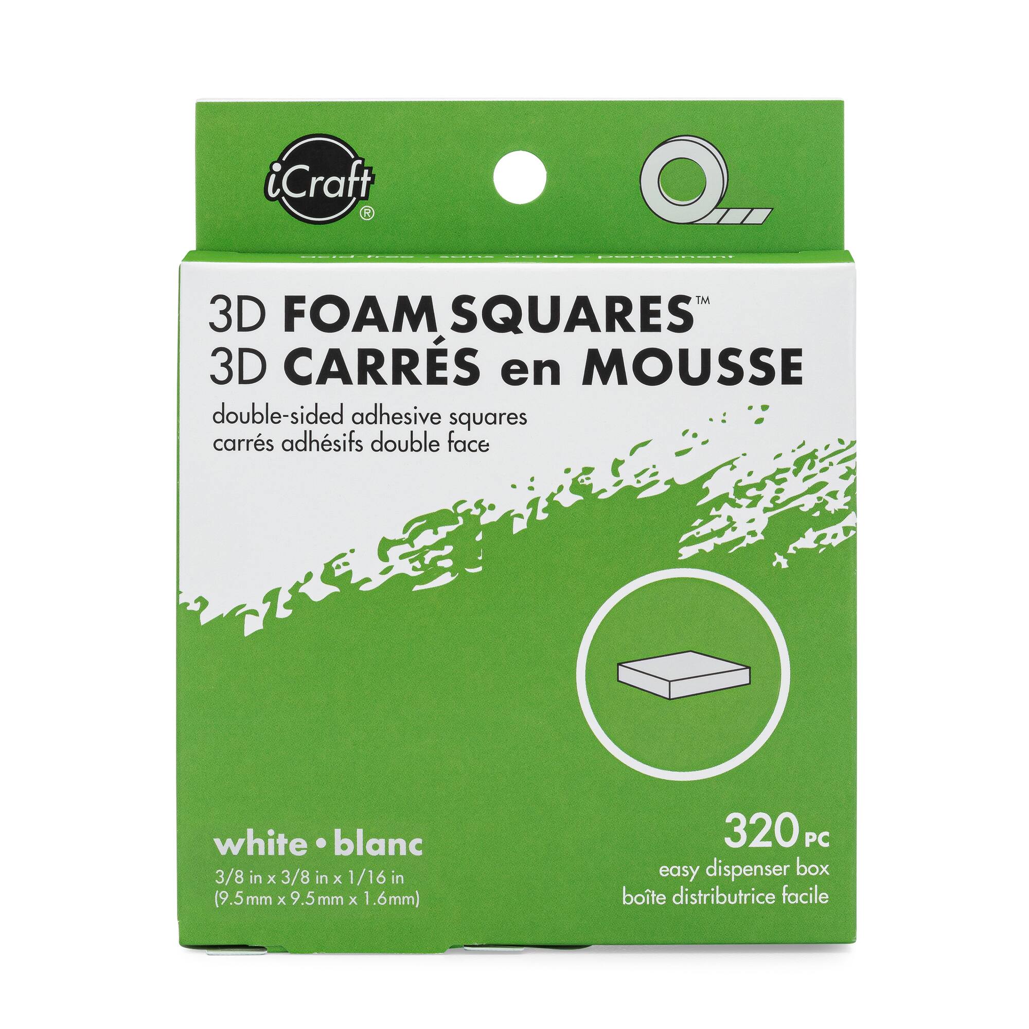 6 Packs: 320 ct. (1,920 total) iCraft White 3D Foam Squares™